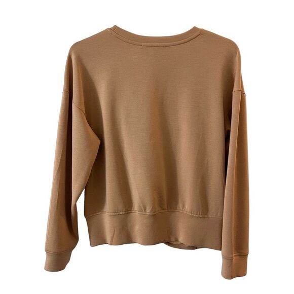 Magaschoni Modal Twist Front Long Sleeve Top - Lightweight Sweatshirt Tan Medium - Picture 6 of 10